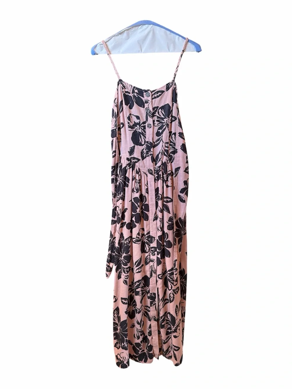 Pink Floral Spaghetti-Strap Maxi Dress